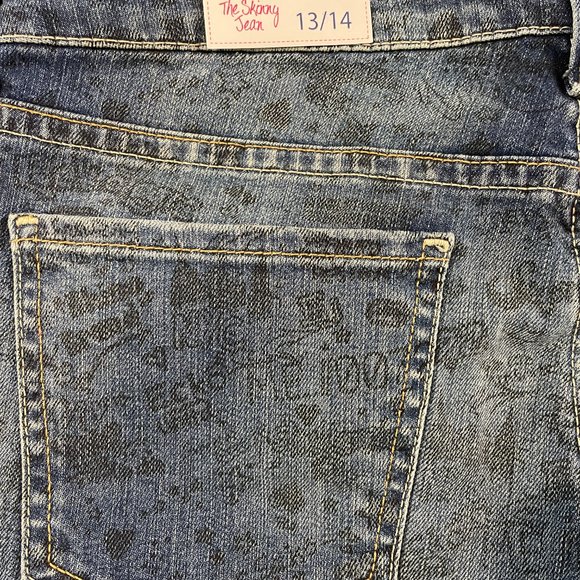 Eckored Skinny Jean Graffiti Print Medium Wash Womens Size 13-14 (SKU: 6W) - Picture 3 of 12